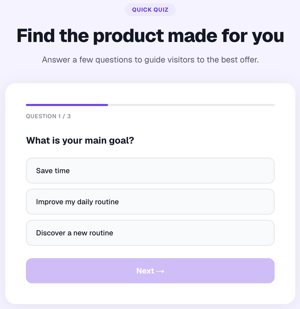 Preview — Product quiz